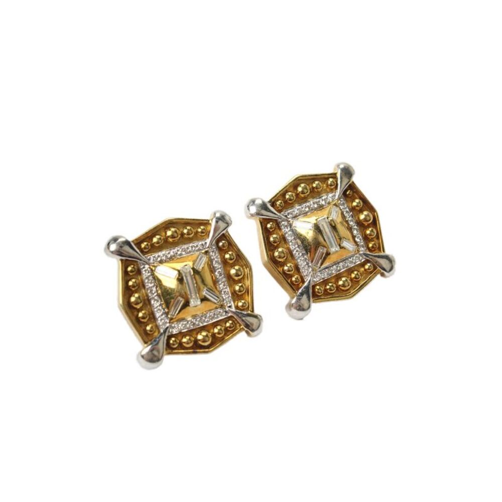 Designer Womens Vintage 14k Yellow Gold 2.20cts 58 Natural Diamond Earring 39g
